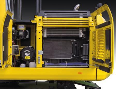 Centralised greasing system The PW180-10 features a centralised system that facilitates the regular greasing of the complete revolving frame, boom system and of the centre joint.