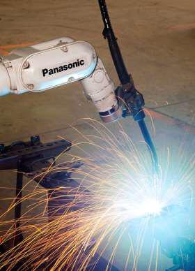 Robotic welding is used to create smooth welds without weld splatter or "