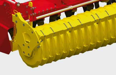 Power harrows Crumbling packer roller The teeth are offset at an angle to the left and right. This roller is especially suitable for heavy, clay soils.