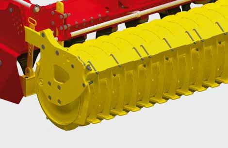 Pack ring roller The packer rings are closed on either side and have a diameter of 550 mm with eight rings per metre of working width.