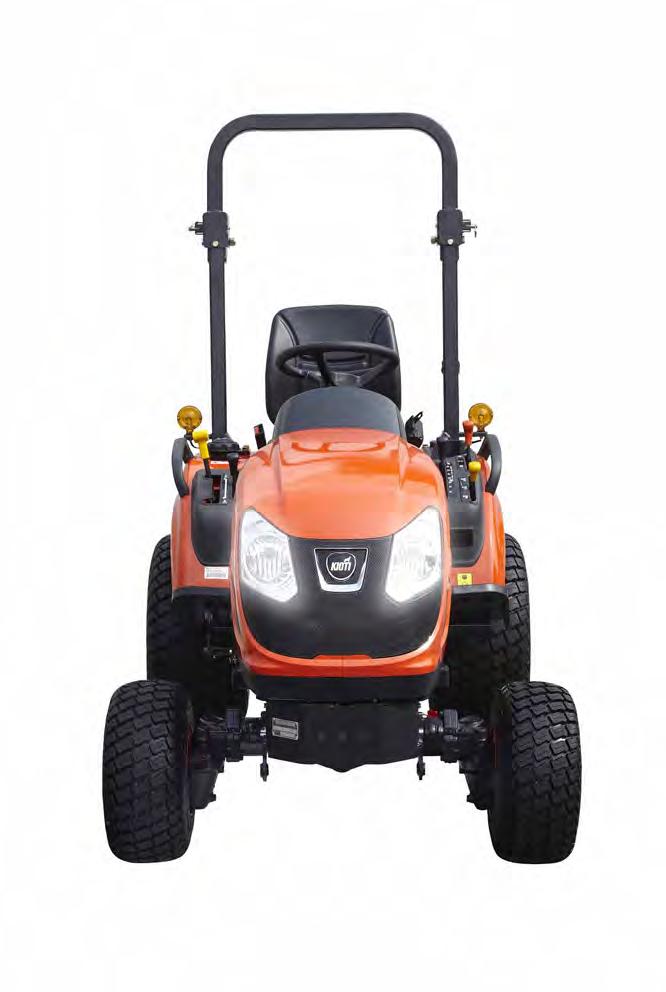 KIOTI SUB-COMPACT TRACTOR CS2610 Premium Diesel Engine Four Wheel Drive Headlights A 26 HP optimized combustion diesel engine has large power output yet low fuel consumption.