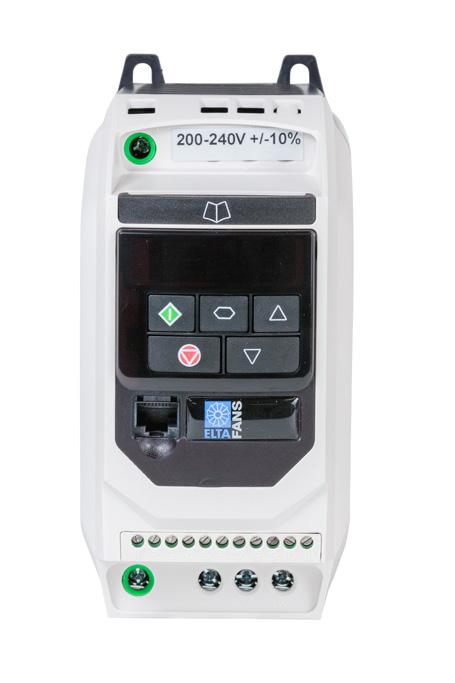 ELTADRIVE VARIABLE SPEED DRIVES IP20 Up to 22kW Built in PI control, EMC filter (C1) & brake chopper Application macros for industrial fan operation Bluetooth connectivity Controls multiple motor