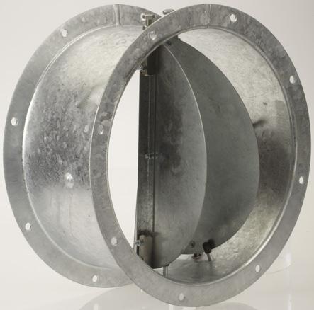 FLANGED DAMPER Accessories Prevents reverse flow of air when fan is not operating Fixed directly to fan case flange Hot dip galvanised steel Galvanised steel butterfly type blades Suitable for