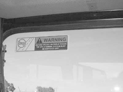 Warning Label Warning Label Install the Warning Label on the cab window in a position that is easy to read and does not obstruct the driver s view of the road or surrounding obstacles.