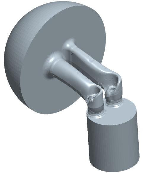 Bell shaped hemispherical inlet is used to create the atmosphere without any entrance loss and the bottom of the cylinder is BDC of the piston in actual engine. Fig.4.