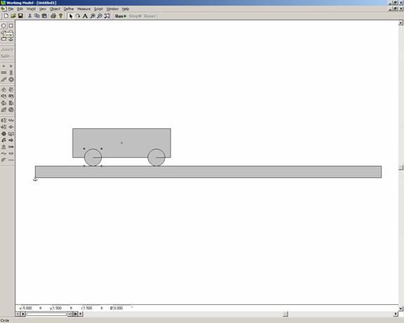 The wheels of the van were drawn next by choosing the Circle tool and clicking on the screen.