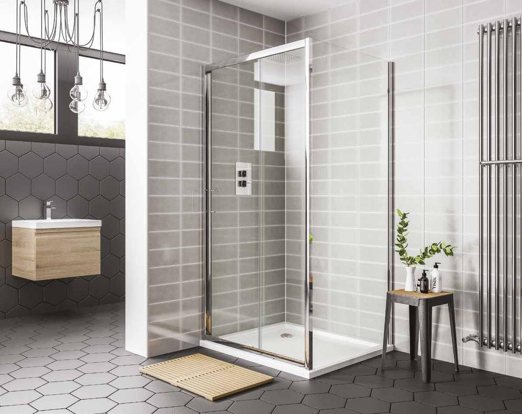 Destini 6mm Wetroom Introducing the 6mm Destini Wetroom, it boasts a striking design, 1950mm height and complete with stylish minimal support