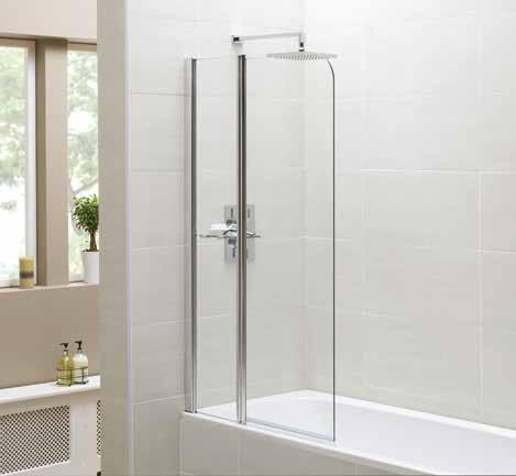 43 Single Bath Screen Fixed Panel Bath Screen 4 Fold Bath Screen Mini Bath Screen BATH SCREENS IDENTITI H:1400mm x W:800mm Polished Silver Pivots 180 o for ease of