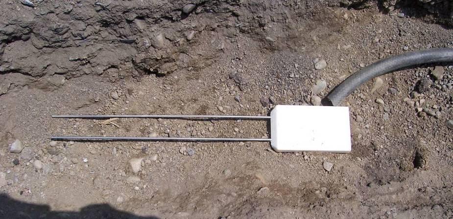 66 by 3 ft hole, and placing the gage in the bottom, with the probes kept as parallel as possible.