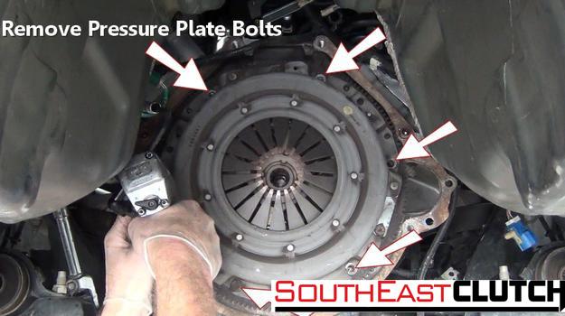 A clutch is constructed using asbestos so use a mask before removing the clutch disc. Gloves and protective eyewear are a good idea as well.