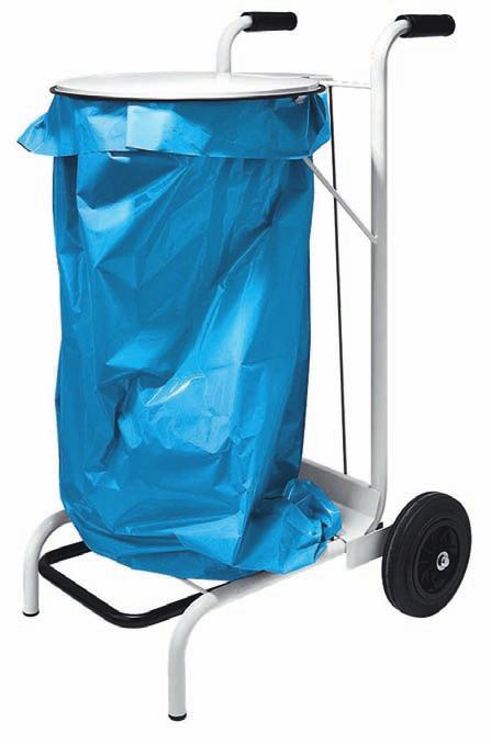 FREE-STANDING WASTE SACK-HOLDERS Wheeled white-lacquer metal waste sack-holder Pedal