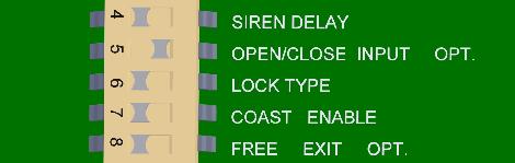 (single gate use) 4 SIREN DELAY Siren (optional) active when gate is moving. Siren (optional) starts 5 seconds before gate moves. 5 OPEN/CLOSE INPUT OPT.