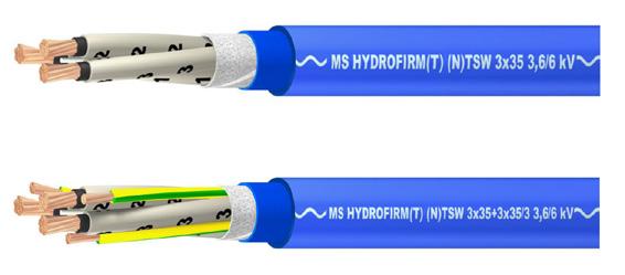 MS-HYDROFIRM(T) (N)TSW pplication MS- HYDROFIRM(T) rubber-sheathed cables (N)TSW are intended for connection of electrical equipment in water and for medium mechanical stresses, e.g.