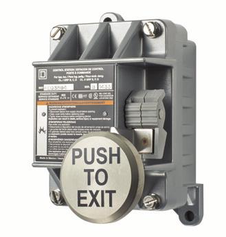 HAZARDOUS ENVIRONMENT REQUEST TO EXIT STATIONS MODEL EXP-1 UL and ULC approved for hazardous locations Heavy cast NEMA type 7 enclosure Conforms to Class I, DIV.