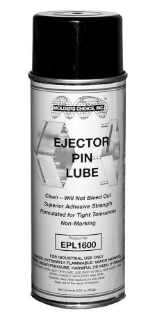 EJECTOR PIN LUBRICANT Page 173 Specially Formulated for Tight Tolerance Ejector Pins & High Temperature Molds Will Not Bleed Out Non-Marking, Paintable Superior Adhesive Strength forms a film that