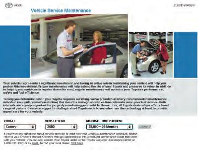 Table of Contents Vehicle Identification Using the Maintenance Log Charts Explanation of Maintenance Items 2 3 4 20 Online Information For your convenience, scheduled maintenance information for your