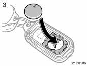 NOTICE 16.Power windows 28 21p018b 3. Put a new transmitter battery with positive (+) side up. Close the transmitter case securely.
