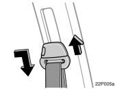 The seat belt length automatically adjusts to your size and the seat position. The retractor will lock the belt during a sudden stop or on impact. It also may lock if you lean forward too quickly.