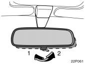 33.Anti glare inside rear view mirror 34.Vanity mirror 22p061 CAUTION Do not adjust the mirror while the vehicle is moving.