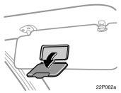 22p062a Adjust the mirror so that you can just see the rear of your vehicle in the mirror.