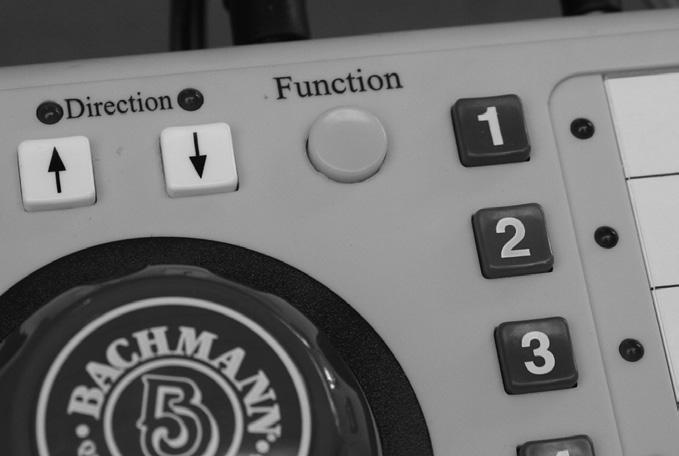 The LED next to the locomotive address button that is currently active (number 2, for example) will blink, indicating that you are now in the function mode.