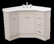 vanities oval Moisture resistant melamine board cabinet Cabinet and top colour - white or almond ivory Bright chrome flat D-handles Metal door hinges Metal drawer runners Kick panel, 140mm high, 90mm