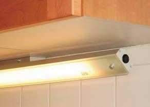 Kitchen light made of aluminium with glass cover Plateau K 90 50 70 55 Kitchen light made of aluminium with frosted glass cover electronic ballast integrated in the light switch integrated in the