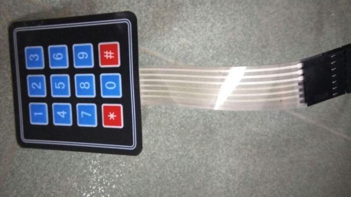 (5) 3 4 Matrix Keypad: This keypad has 12 buttons, arranged in a telephone-line 3x4 grid and made of a thin, flexible membrane material with an adhesive backing in order that it can attach to almost