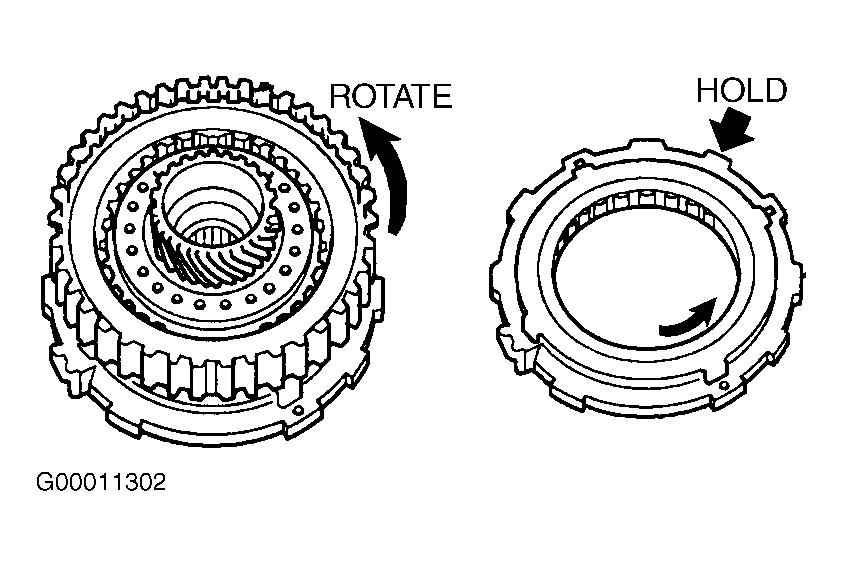 25. Install underdrive clutch to No. 2 one-way clutch. Rotate underdrive clutch to ensure correct installation.