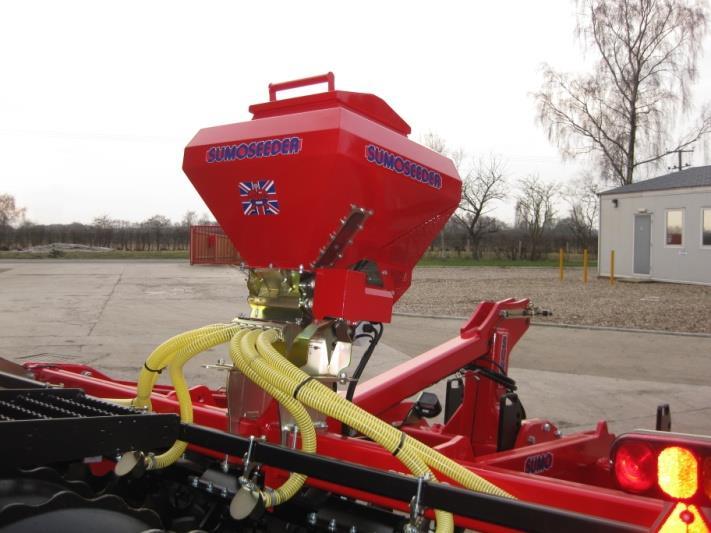 5m 2 x 1m The piping is attached to the SumoSeeder by the pipes being pushed over the seeder outlets as shown in the