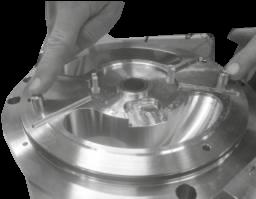 Lubricate the intermediate flange and port plate (feed) with clean filtered water and