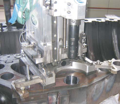 Portable machining is recommended for turning, drilling, milling and grinding of plant components, which either cannot or can only be disassembled and/or transported with great difficulty.