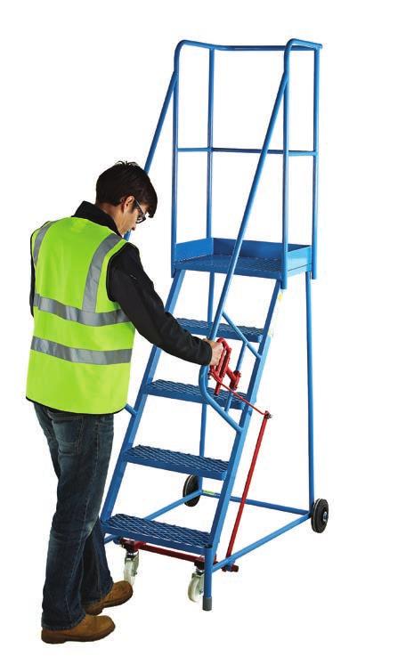 Fort Atlas Steps Platform size: 550W x 380D mm Expanded steel tread depth: 145D mm These steps are made mobile with the use of the unique grip lift mechanism