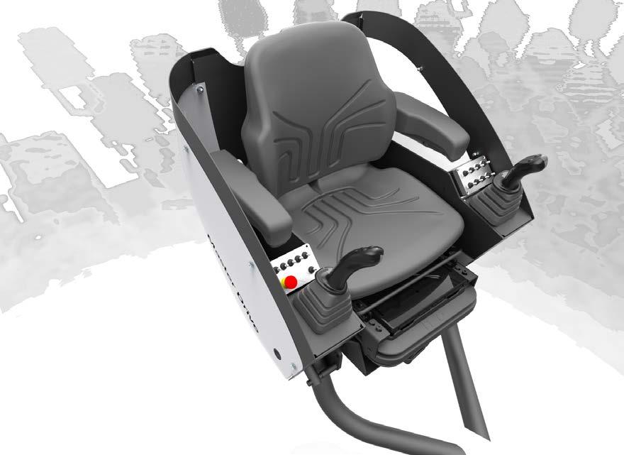 Y SAFE IN THE SADDLE MASTER DRIVE THE COMFORT TOP SEAT FROM PALFINGER EPSILON Servo controlled joysticks make it easy to work precisely.