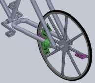 Spokes of wheel Rear wheel shelf Pair of magnet structure Pair of magnet structure Structure of sheet planar coil Fig. 2-3 Combined schematic figure of bicycle power generation mechanism Fig.