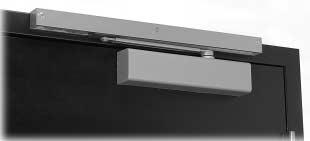 The arm geometry reduces door closer power efficiency by approximately 25% from that of a regular arm.