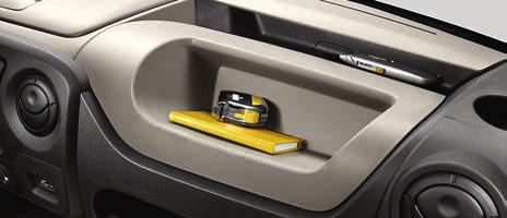 compartments that can be reached easily from the driving position.
