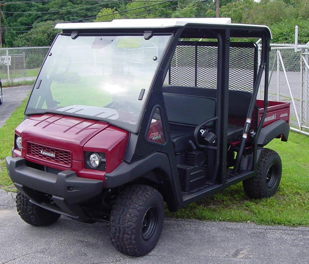 INSTALLATION & OWNER S MANUAL INSTALLATION INSTRUCTIONS KAWASAKI MULE 4000 TRANS 4 FRONT CAB KIT (p/n: KAF40T-001WA and p/n: KAF40T-001BA) NOTE: Hard sided doors, soft sided doors, and rear