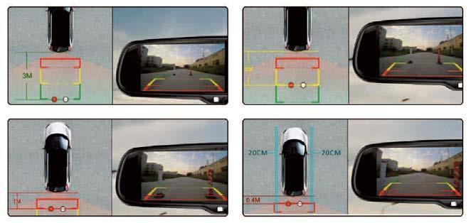Distance Grid Lines Generally, to help drivers estimate the distance from obstacles, there are three lines for