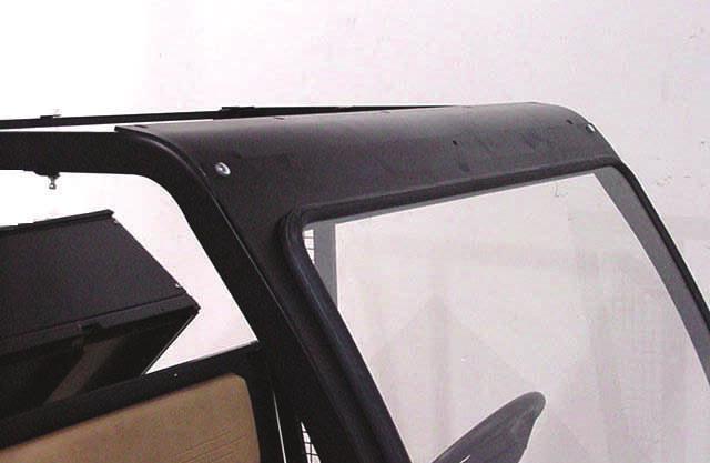 (NOTE: the top row of fasteners will be installed during rear window installation.) E.4 Align the edges of the rear panel with the outside edges of side frame. Tighten all hardware. E.5 Bolt bottom of rear panel to seat back support plate with 5/16 x 1 button head bolt, flat washer, and locknut.