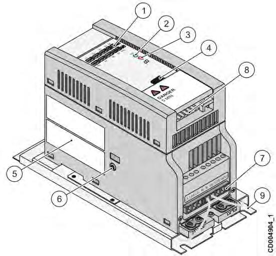 EMC filter screw 7.Power supply terminals 8.