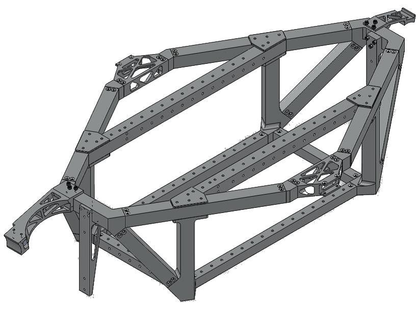 3 Previous Designs 3.1 Drekar Figure 1: Drekar s frame Drekar s frame was designed to be very sturdy while providing regularly spaced holes for mounting.