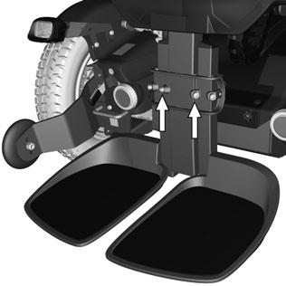 Settings and adjustments Leg rest Length The leg rest length can be adjusted continuously and secured using two locking screws. 1. Remove the leg rest cover. See description above. 2.