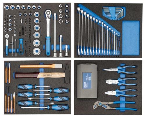 WORKSHOP TS-147 TOOL ASSORTMENT IN CHECK-TOOL MODULES 147 pieces 649, Tool set in Check-tool modules (CT) Slip-free, grip recesses Resistant to oil and grease Tools in metric sizes blade for an