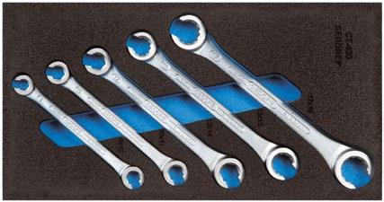 036 037 15 CT1-4 FLARE-ENDED RING SPANNER SET open, in 1/3 Check-Tool module Dimensions: W 157.