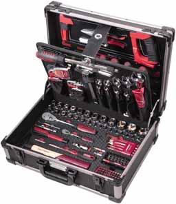 sockets 1/4" from 3.5-14 mm - Drive sockets 3/8" from 15-32 mm 490 x 375 x 175 mm 14.2 kg Art. 3949 Tool case Pro-Line with BOSCH cordless drill/driver, 1/4" + 1/2", 264 pcs.