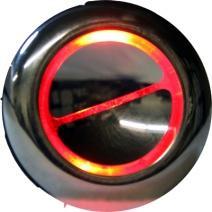 RED Off position: Button will glow red in two different ways. A rapid flash, followed by a one second pause, means that security is active and Terminator is disabled.