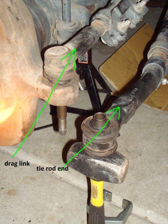 6) The driver's side tie rod end is easy, but the passenger side is a little more difficult since it's attached to the drag link.