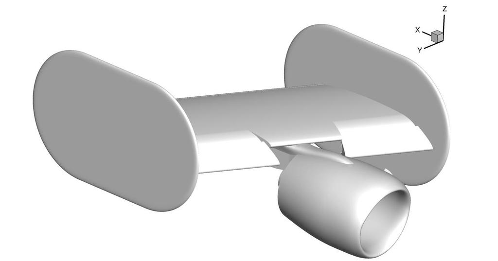 Wind Tunnel Geometry Full scale 2.5D model UHBR nacelle with strake Wing span: 5.8m Chord: 3.