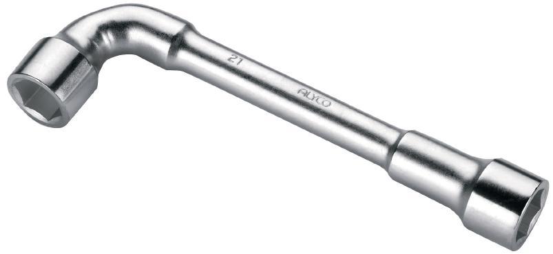 Angled open-socket wrench 6x6 Through hole UNE 16594-2 MOUTHS 6x6 FACES Satin